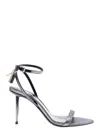 Tom Ford Metallic Sandals With High Stiletto Heel And Padlock Detail On The Ankle In Leather Woman In Silver