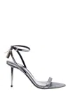 Tom Ford Metallic Sandals With High Stiletto Heel And Padlock Detail On The Ankle In Leather Woman