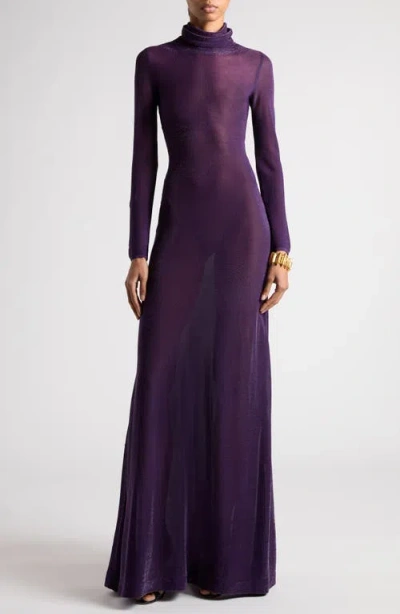 Tom Ford Metallic-knit Evening Dress In Violet Indigo - Gv860