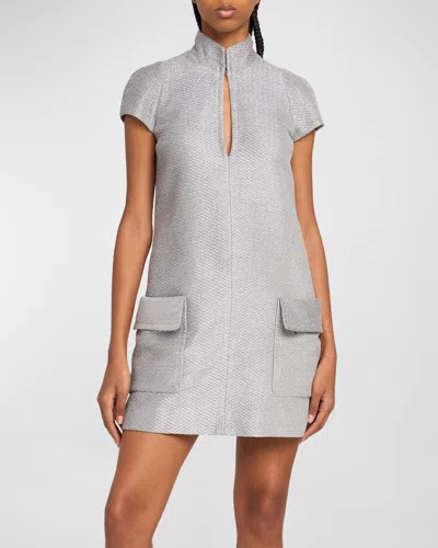 Tom Ford Metallic Silk-blend Boucle Mini Dress In Silver