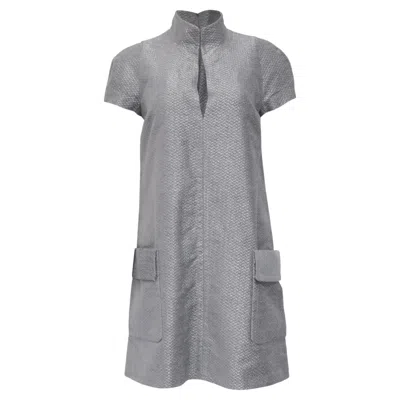 Pre-owned Tom Ford Metallic Silk-blend Boucle Mini Dress In Silver Viscose