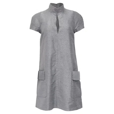 Tom Ford Metallic Silk-blend Boucle Mini Dress In Silver Viscose In Gray
