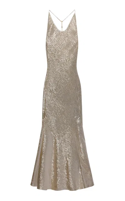 Tom Ford Metallic Silk-blend Maxi Dress In Gold