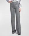 Tom Ford Metallic Striped Wool Flannel Bootcut Pants In Dark Moon
