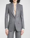 Tom Ford Metallic Stripe Wool Flannel Blazer In Dark Moon