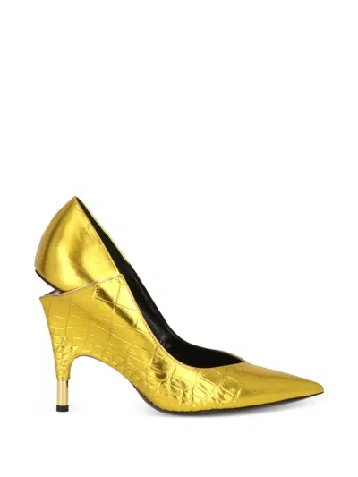 Tom Ford Metallic Textured Pumps In Gold