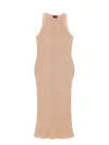 Tom Ford Metallic Rib Knit Sleeveless Midi Dress In Brown