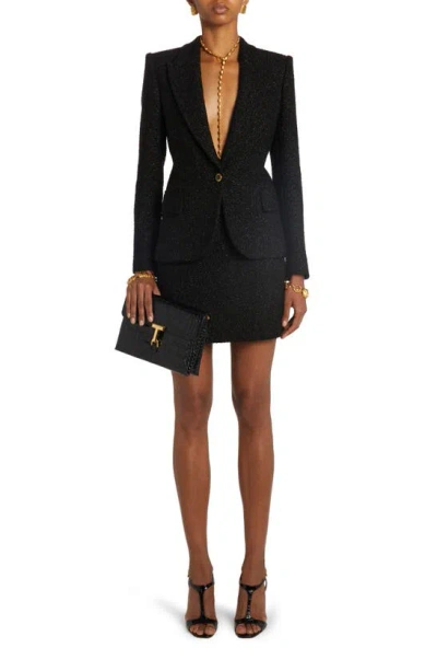 Tom Ford Metallic Tweed Blazer In Black