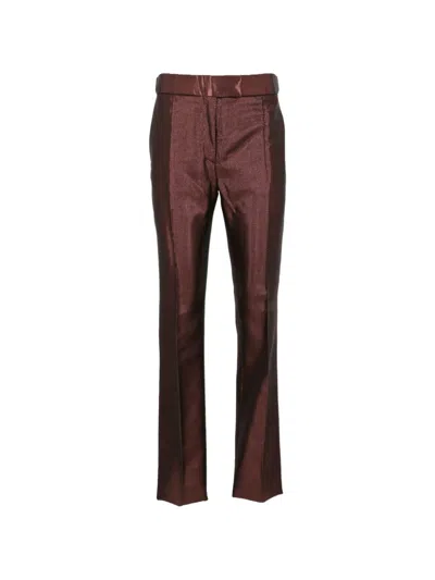 Tom Ford Metallic-effect Tailored Trousers In Brown