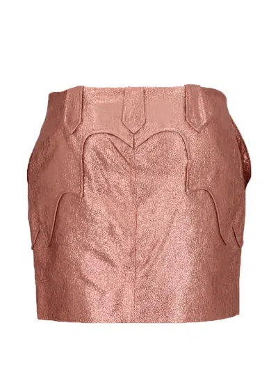 Tom Ford Metallic-effect Western-style Mini Skirt In Brown