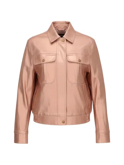 Tom Ford Metallic-finish Flap-pocket Jacket In Pink