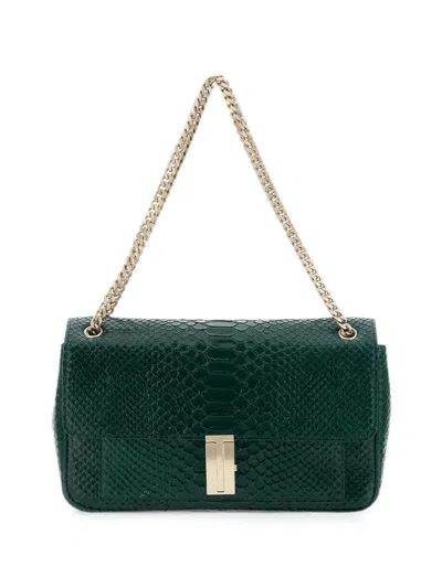 Tom Ford Mia Snakeskin-effect T-clasp Shoulder Bag In Green