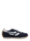 Tom Ford Navy Suede And Mesh Sneakers With Contrast Stripes In Blue