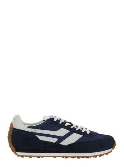 TOM FORD 'MICK' BLUE SNEAKERS WITH LOGO PATCH ON THE TONGUE AND COTRASTING HEEL WITH LOGO IN LEATHER MAN