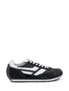 Tom Ford Suede Sneakers With Contrast Panels And Flat Sole In Black