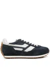 Tom Ford Navy Suede And Mesh Sneakers With Contrast Stripes In Blue