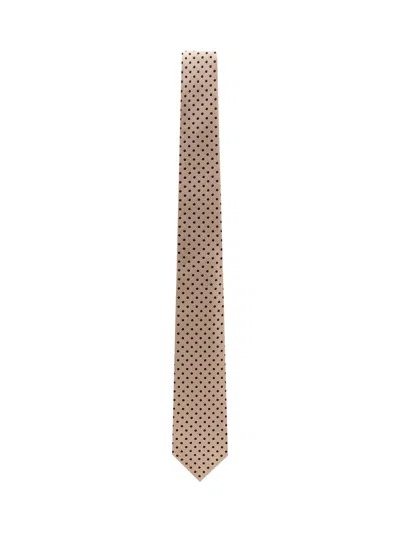 Tom Ford Micro Check Mini Tie 6cm In Beige