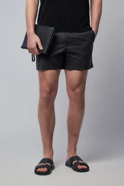 Tom Ford Micro Compact Poplin Swim Short With Piping In Black