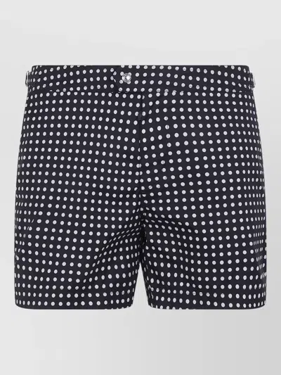 Tom Ford Micro Dot Print Compact Popeline Swim Shorts In Black
