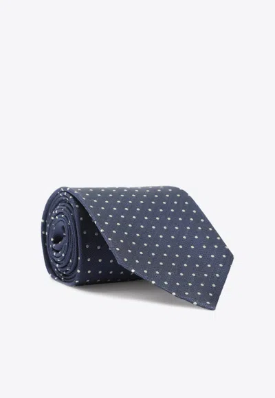 Tom Ford Micro Dot Silk Tie In Blue