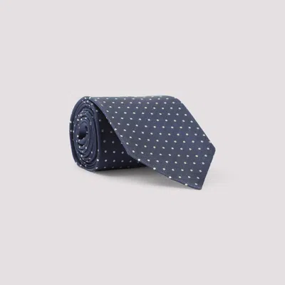 Tom Ford Mogador Polka Dot Mulberry Silk Tie In Hb785 Ink Blue