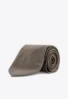 Tom Ford Silk Tie With Micro Pattern In Brown