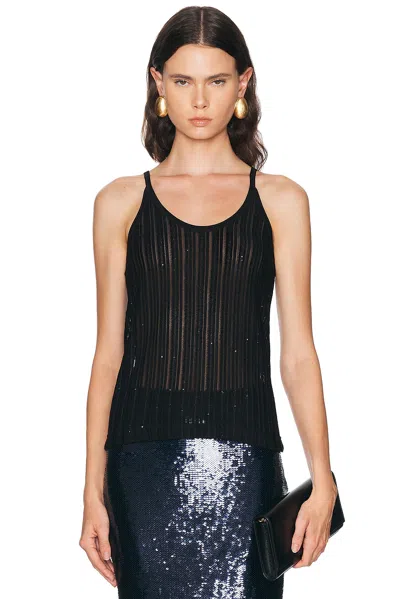 Tom Ford Micro Sequins Evening Tank Top In Black