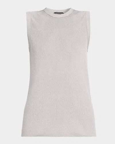 Tom Ford Micro Sequins Ribbed Tank Top In White