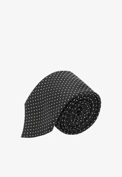 Tom Ford Micro-circle Silk Tie In Black
