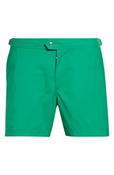 Tom Ford Swim Shorts Adjustable Waistband Back Pocket In Green