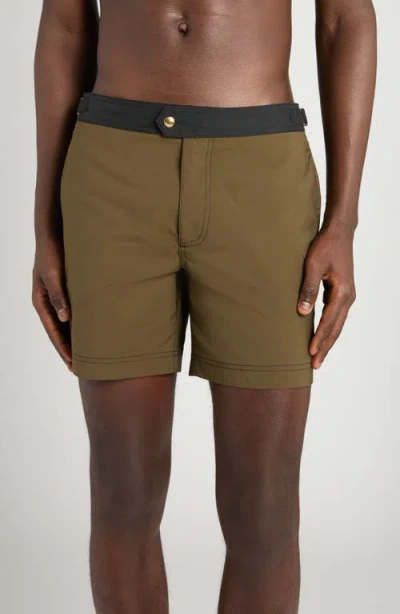 Tom Ford Microcompact Poplin Swim Trunks In Multi