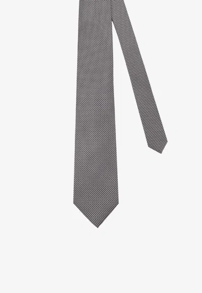 Tom Ford Micro-pattern Silk Tie In Gray