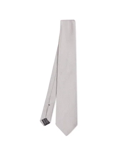 Tom Ford Micro-pattern Silk Tie In Gray
