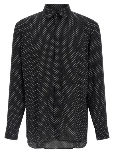 Tom Ford Micro-print Silk Crepe Shirt In Black