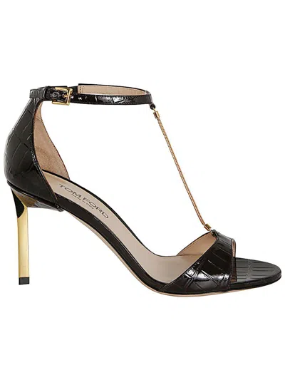 Tom Ford Mid Heel Sandals Shoes In Brown