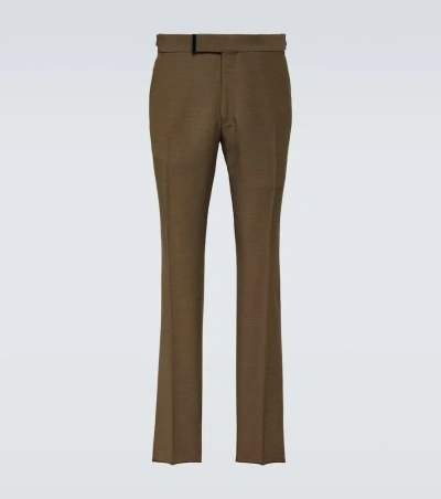 Tom Ford Mid-rise Tapered Pants In Brown
