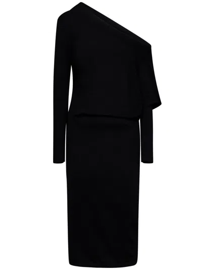 Tom Ford Cashmere Off-shoulder Midi Dress In Black