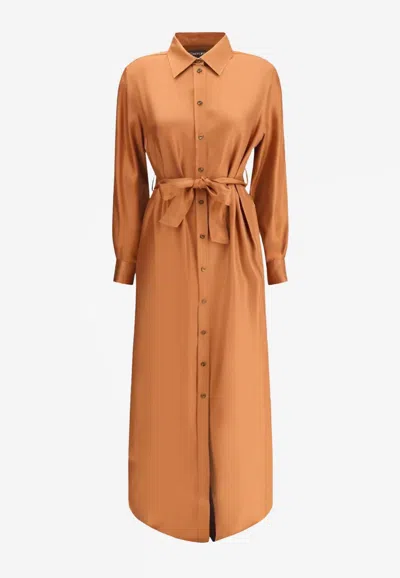 Tom Ford Silhouette Emphasizing Long Shirt Dress In Brown