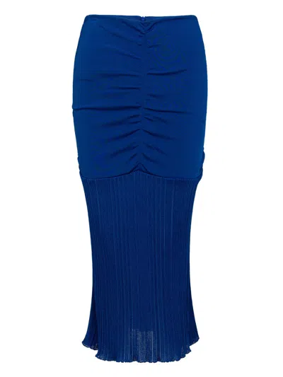 Tom Ford Midi Skirt In Jersey With Curling  In Blu