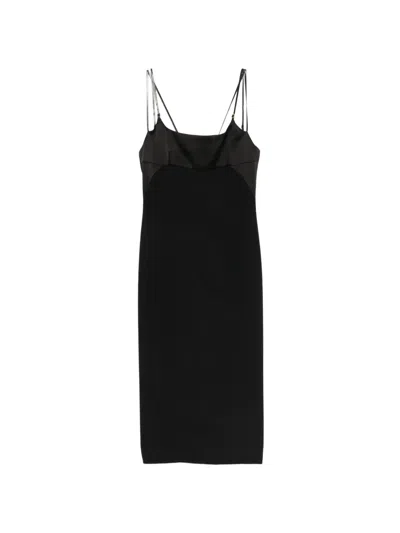 Tom Ford Midi Strap Square Neck Dress In Black
