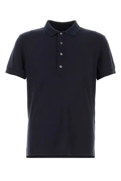 Tom Ford Midnight Blue Cotton Blend Polo Shirt