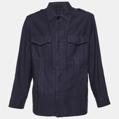 Pre-owned Tom Ford Midnight Blue Cotton Single Breasted Cargo Jacket Xxxl