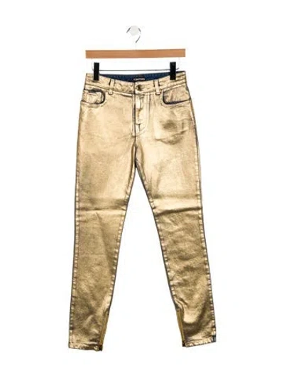 Pre-owned Tom Ford Mid-rise Skinny Leg Jeans In Gold