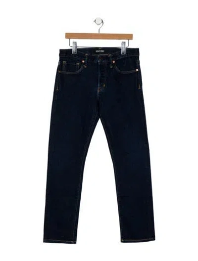 Pre-owned Tom Ford Mid-rise Straight Leg Jeans In Blue