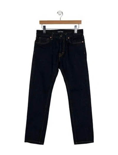 Pre-owned Tom Ford Mid-rise Straight Leg Jeans In Blue