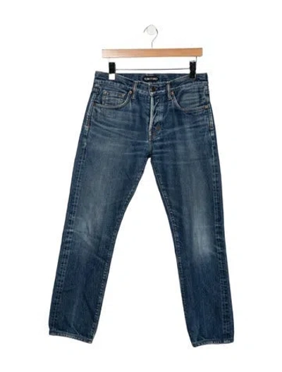 Pre-owned Tom Ford Mid-rise Straight Leg Jeans In Blue