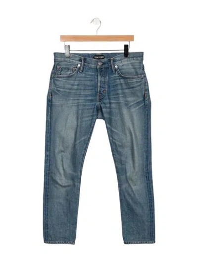 Pre-owned Tom Ford Mid-rise Straight Leg Jeans In Blue