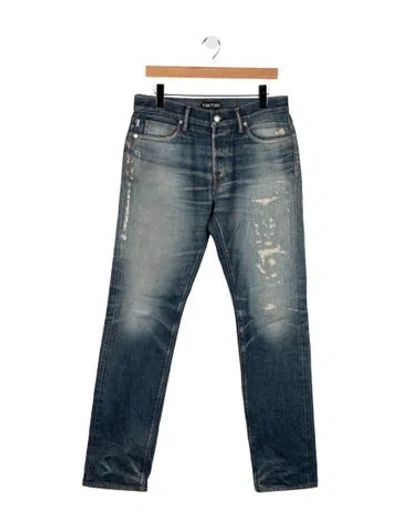 Pre-owned Tom Ford Mid-rise Straight Leg Jeans In Blue
