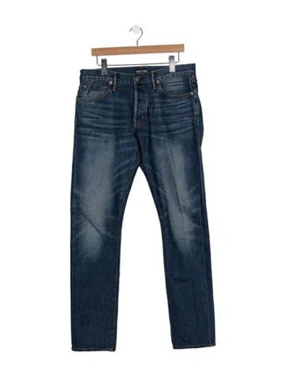 Pre-owned Tom Ford Mid-rise Straight Leg Jeans In Blue