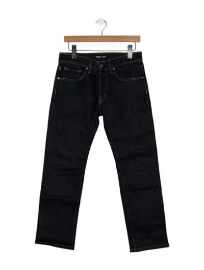 Pre-owned Tom Ford Mid-rise Straight Leg Jeans In Blue